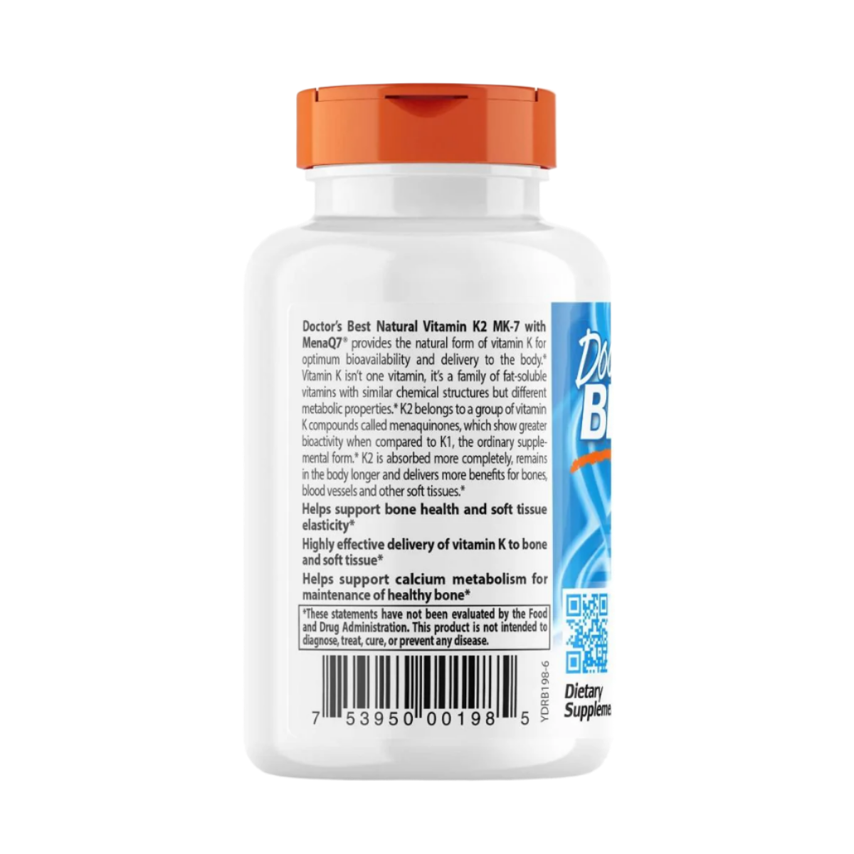 Doctor's Best Natural Vitamin K2 MK7 with MenaQ7 - 45mcg, 60 Veggie Capsules - Supports Heart & Bone Health - Perfect for Vegetarians & Active Lifestyles