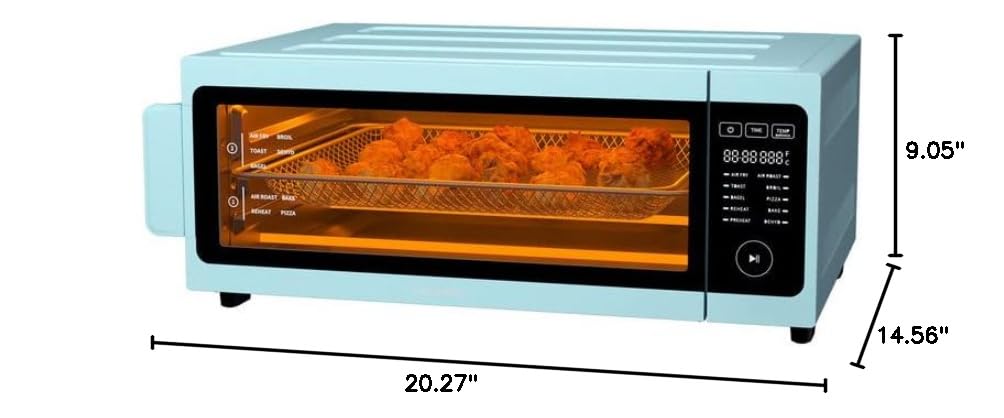 Fabuletta 10-in-1 Air Fryer Toaster Oven Combo - 1800W Countertop Convection Oven with Flip-Up Design for Space Saving | Oil-Free Cooking for 12