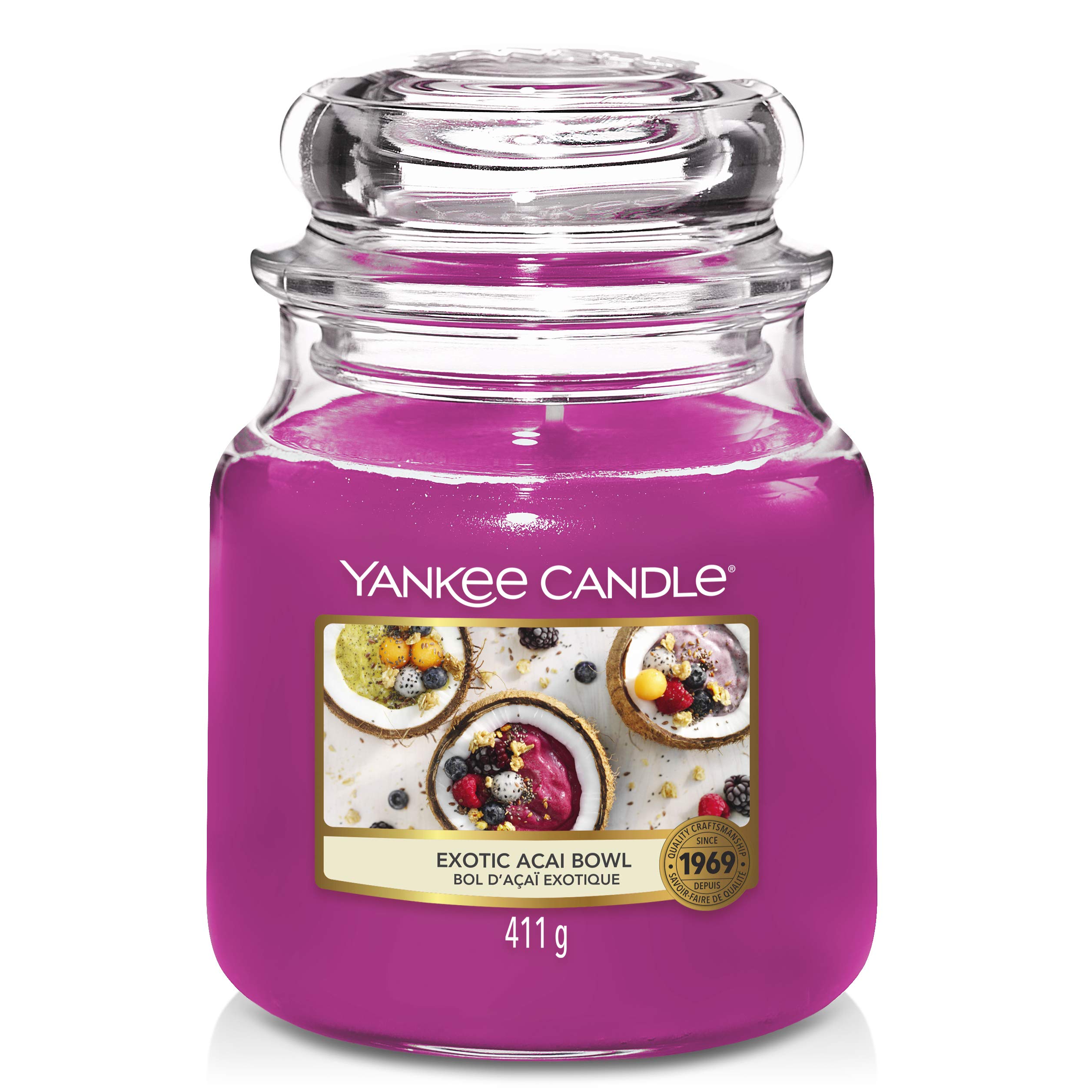 Yankee Candle Classic Medium Jar - Exotic Acai Bowl Scented Candle for Home, Office & Relaxation | Long-Lasting Fragrance for Aromatherapy & Decor