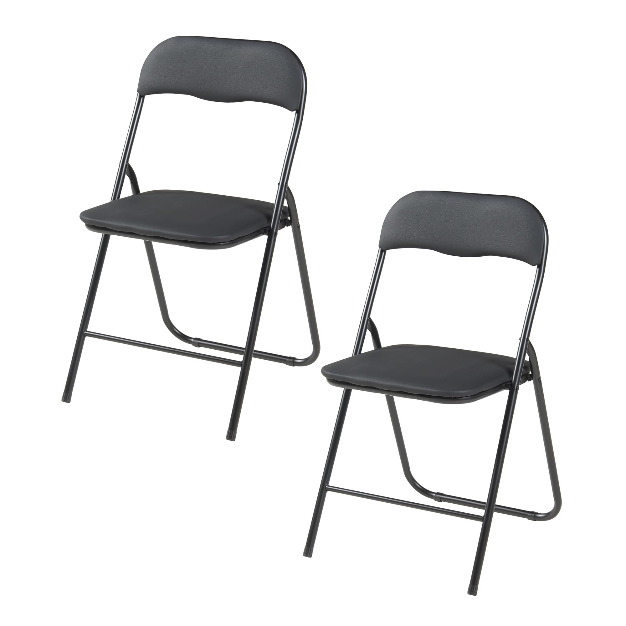 Panana Folding Chairs with Padded Seat & Back - Heavy Duty Metal Frame Indoor/Outdoor Chairs for Home, Office, Patio, Camping (Black, 2 Pack) - Perfect for Parties, Events & Outdoor Gatherings