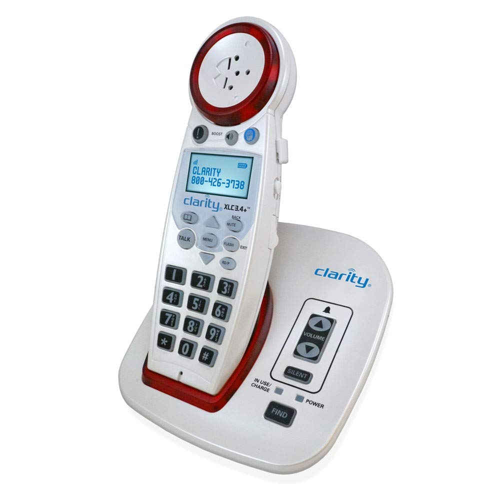Clarity XLC3.4+ DECT 6.0 Amplified Cordless Phone with Extra-Loud Ringer & Big Buttons - Talking Caller ID, Dual Power Battery - Ideal for Seniors & Hearing Impaired at Home or Office