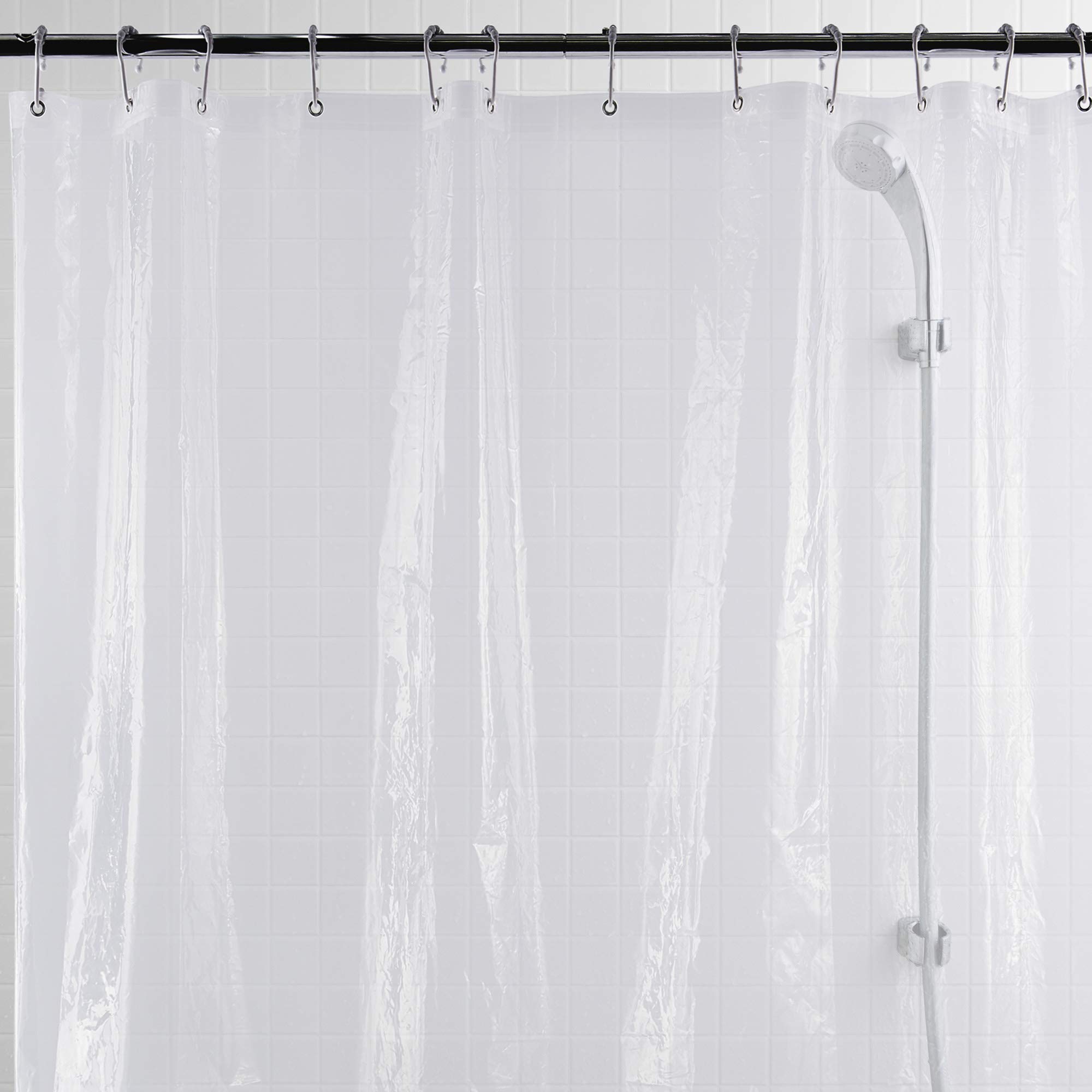 6' White Heavy Liner Waterproof Shower Curtain for Bathroom - Home Essentials with Rustproof Grommets, Mold & Mildew Resistant - Perfect for Bathroom, Dorm, Apartment, and Hotel Use