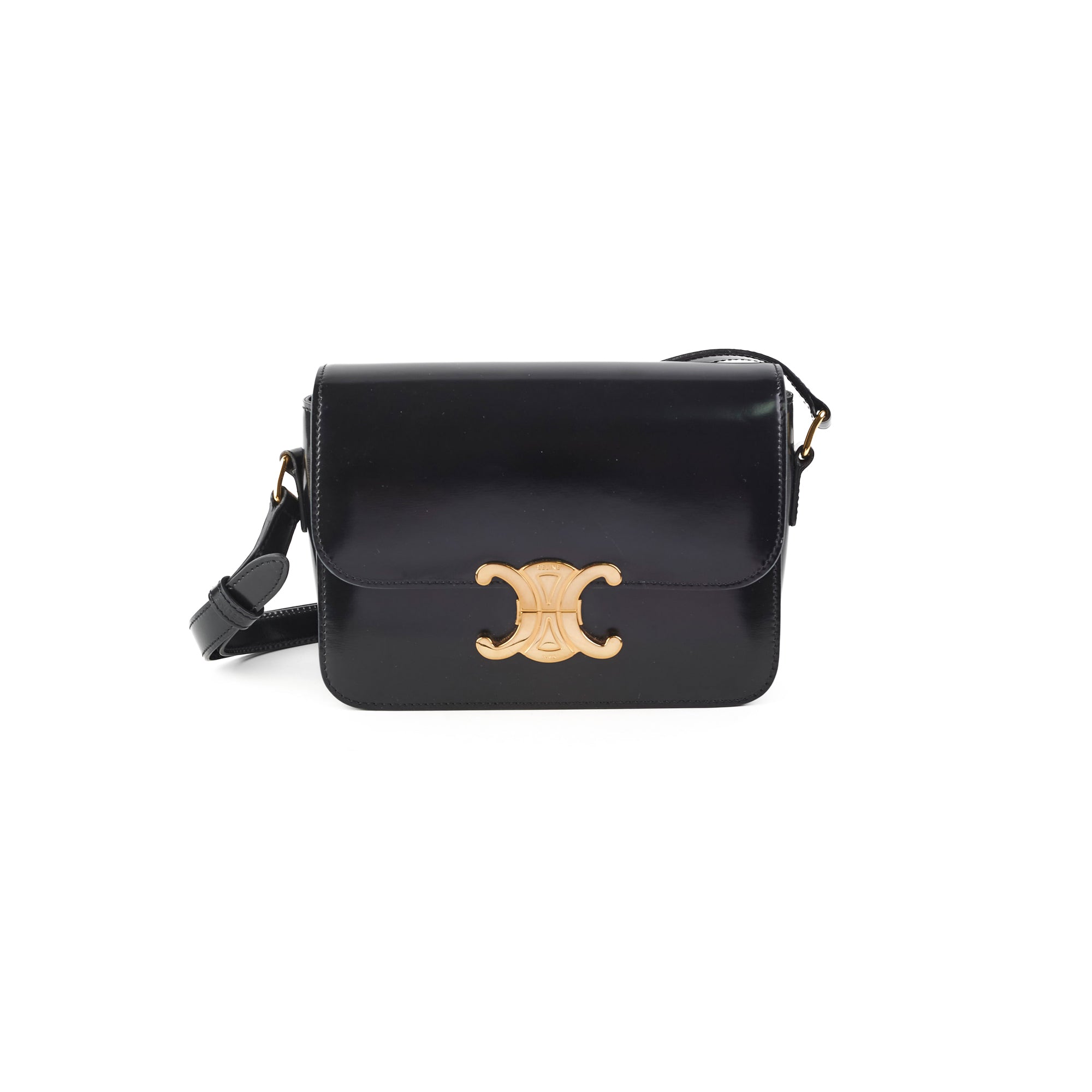 Celine Teen Triomphe Shoulder Bag in Black | Genuine Leather Crossbody Purse for Women | Perfect for Date Night, Office & Everyday Use