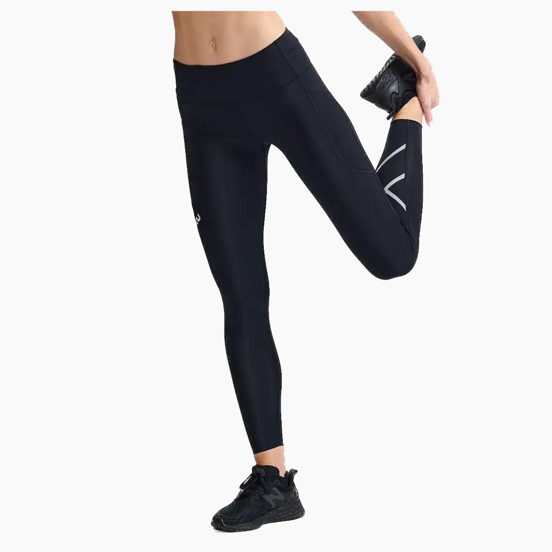 2XU Women's Aero Mid Rise Compression Tights - High Performance Workout Leggings for Running, Yoga & Gym Training