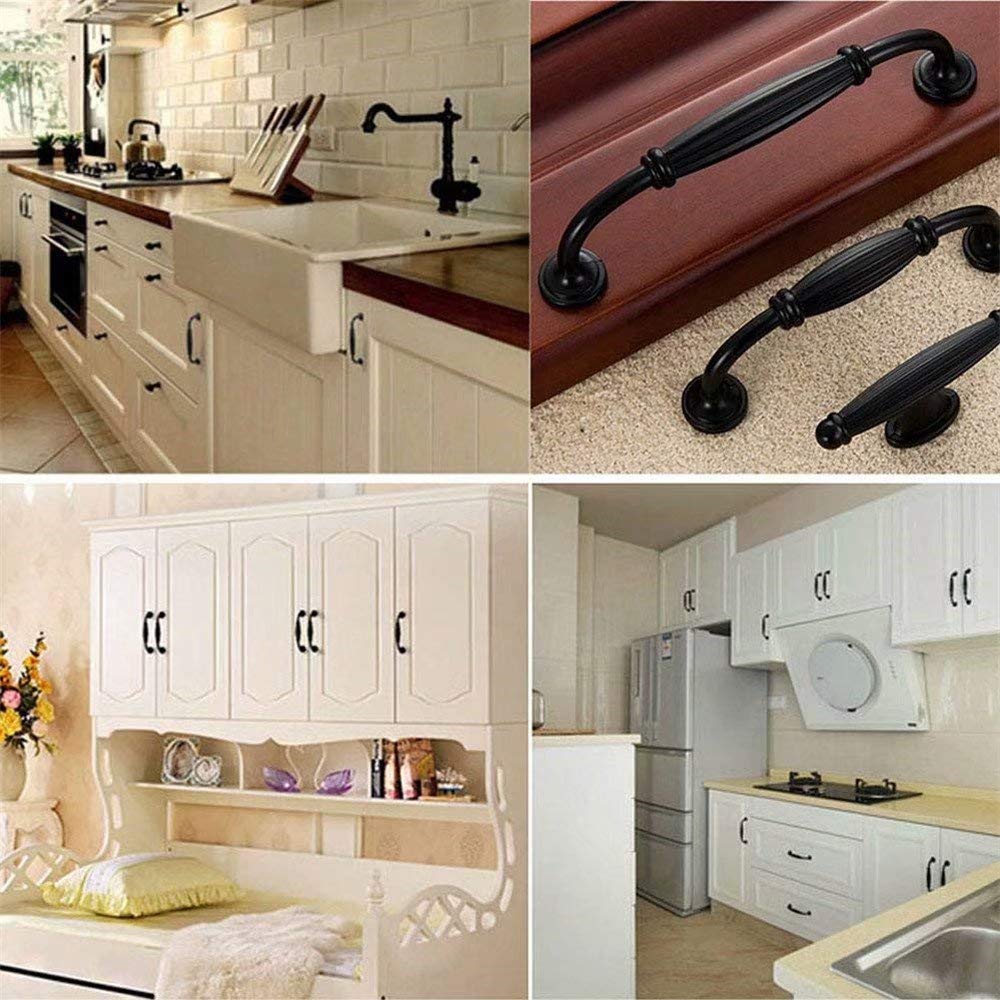 10-Pack Black Zinc Alloy Cabinet Handles & Drawer Pulls - 96mm Traditional Stripe Bow Design for Bedroom, Kitchen & Cupboard Hardware - Durable Door Knobs for Home Furniture Upgrade