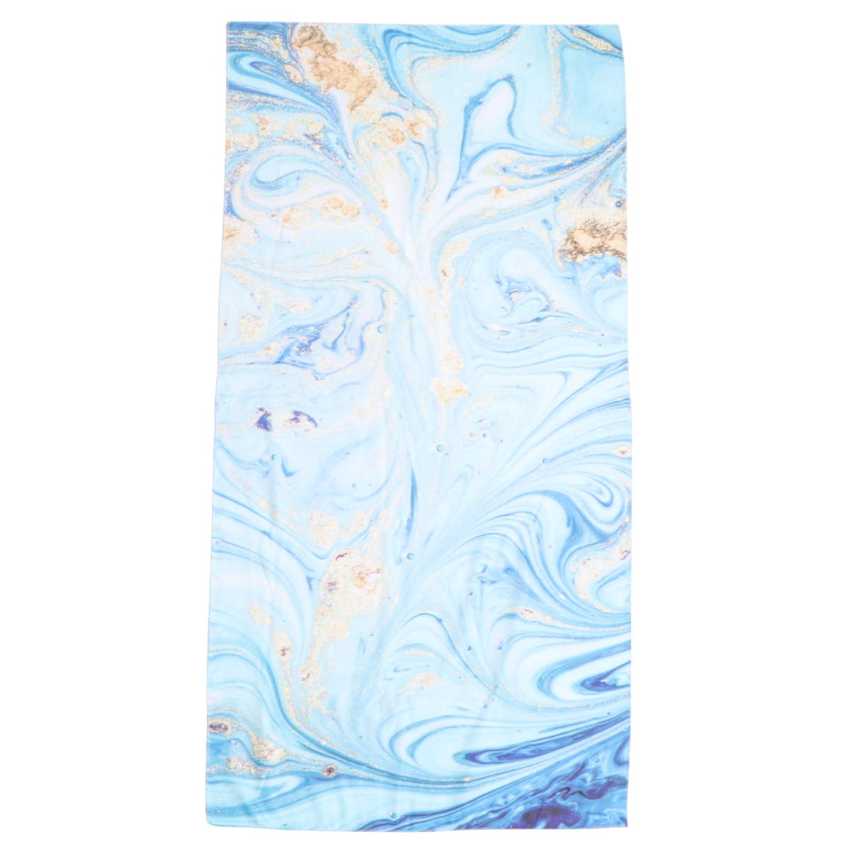 Quick Dry Microfiber Beach Towel 140x70cm - Soft Marbled Pattern Abstract Yoga Mat & Shower Towel - Blue Golden Vintage Tapestry for Sofa Throw, Bath Blanket & Outdoor Activities