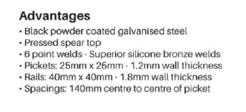 Heavy Duty Black Steel Security Fence Panels with Spear Top - Anti-Climb, Durable & Rustproof for Home, Commercial & Industrial Use