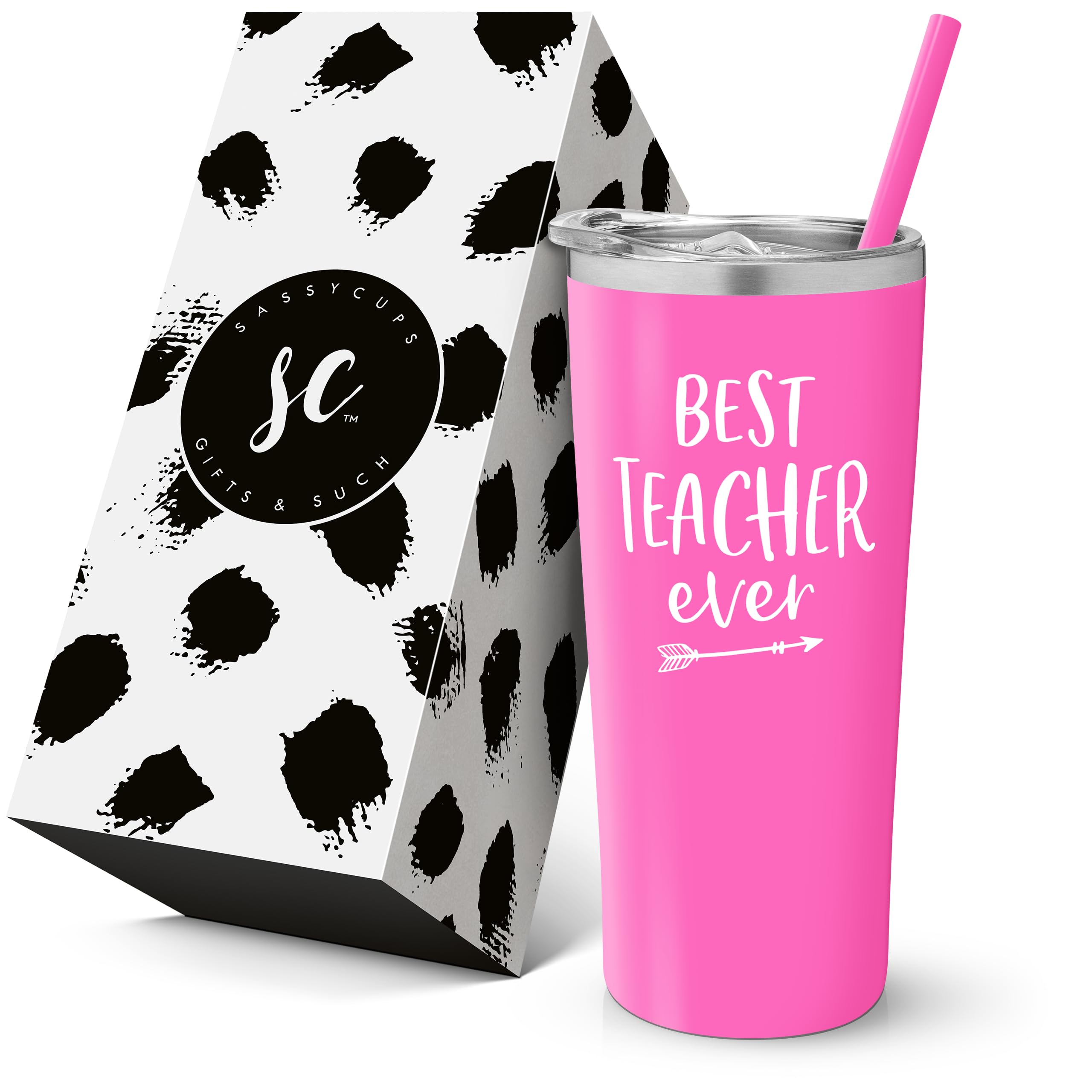 Best Teacher Ever Tumbler - 20oz Stainless Steel Insulated Travel Mug with Leak-Proof Lid & Straw - Perfect Teacher Appreciation Gift for Women - Ideal for Coffee, Tea & Cold Drinks - Great for Classroom, Office & Commuting