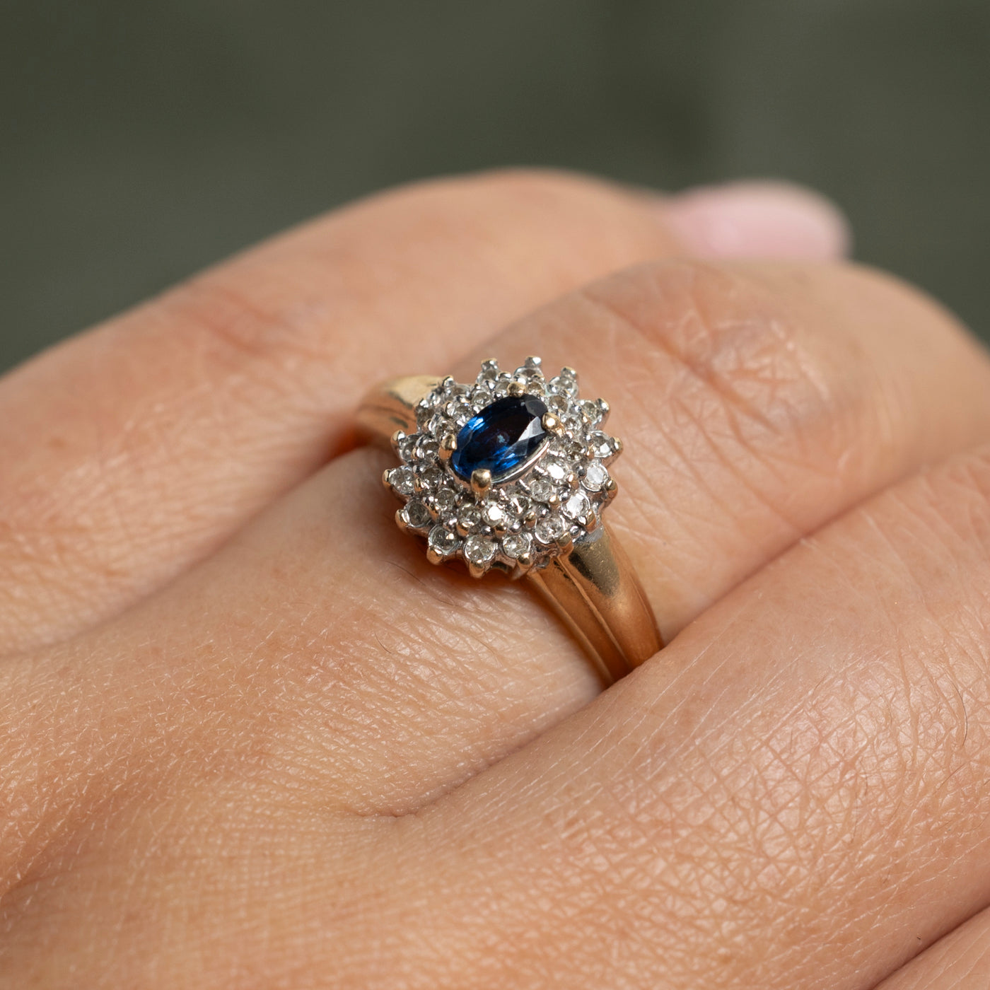 Exquisite 0.27ct Sapphire & 0.21ct Diamond Petal Ring - Size 6.75 | Elegant Floral Engagement Ring for Women | Perfect for Weddings, Anniversaries & Special Occasions