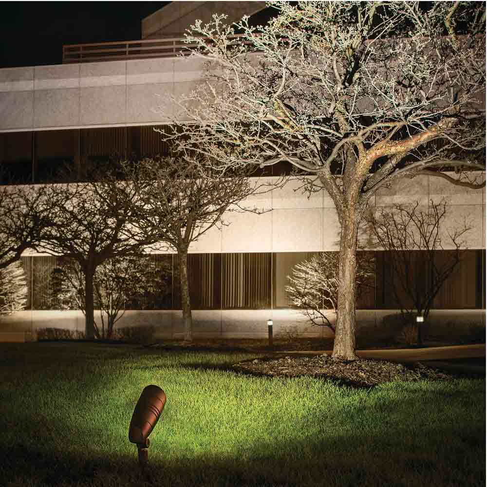 120V Large Integrated Spot Light, 3000K Warm White, 33 Degree Beam Angle, Textured Architectural Bronze Finish - Perfect for Outdoor Landscape Lighting, Patio, and Garden Decor