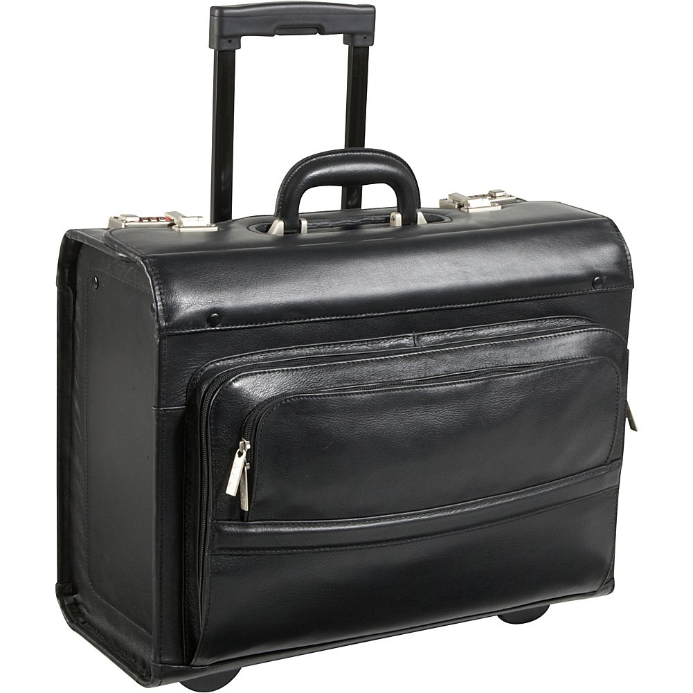 Leather Rolling Laptop Briefcase with Wheels - Durable Computer-Friendly Catalog Case (#1854-0) - Perfect for Business Travel, Office Commute & Professional Meetings