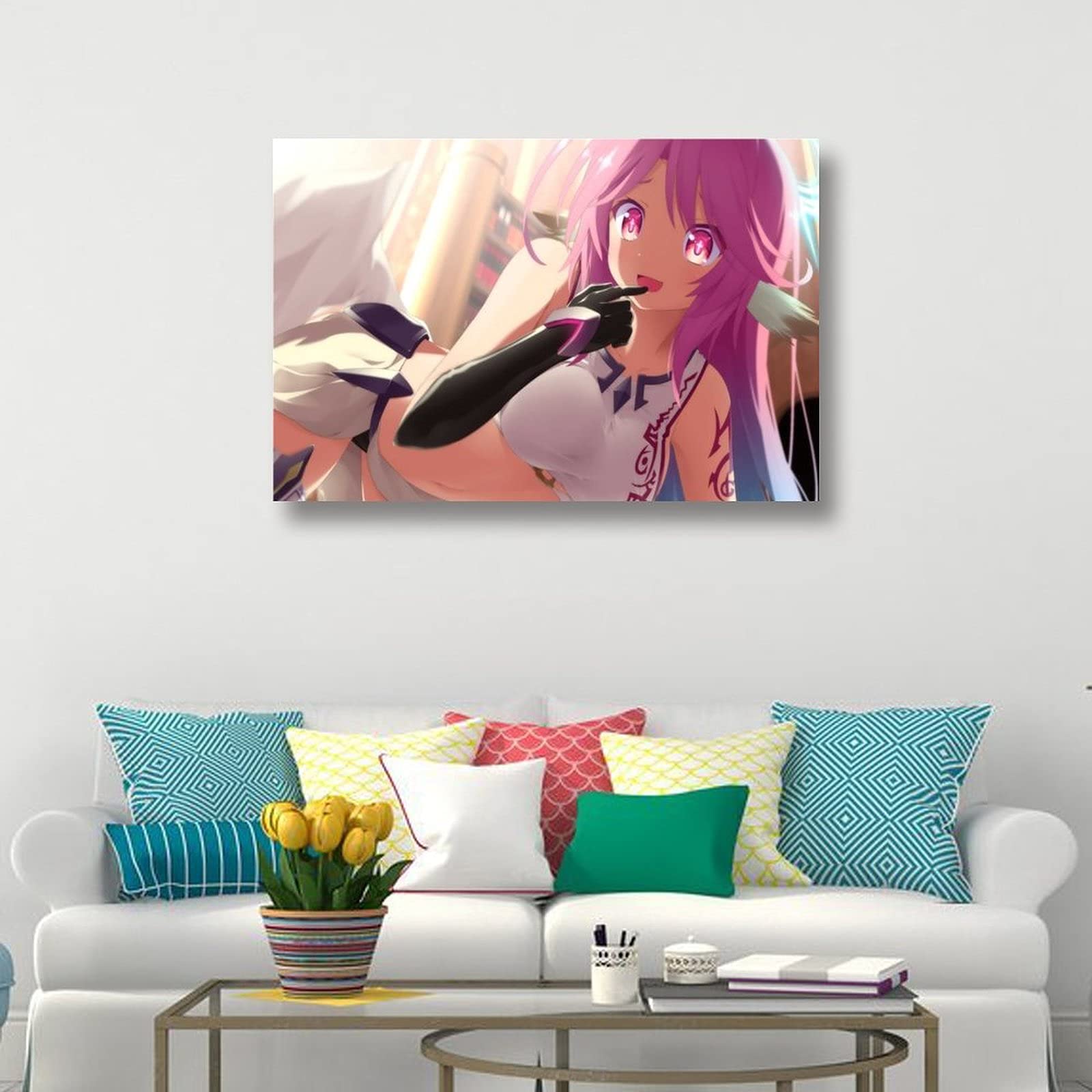 NO Game NO Life Japanese Anime Poster - Fluegel Jibril Wall Art Print, Canvas Painting Decor (12x18 inches/30x45cm) - Perfect for Anime Bedroom Aesthetic, Gaming Room Decor & Otaku Gift Idea