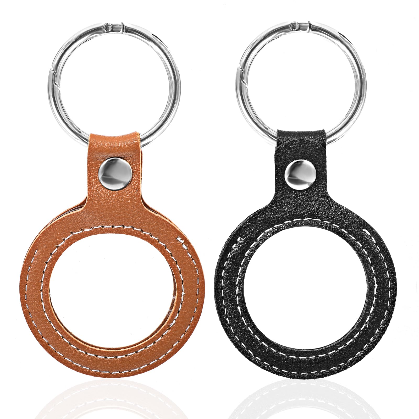 2 Pack PU Leather Coin Holder Keychain - Waterproof AA Sobriety Coin Pouch for 34mm Tokens & Medallions - Perfect for Recovery Meetings, Travel & Collectible Storage (Black, Brown)