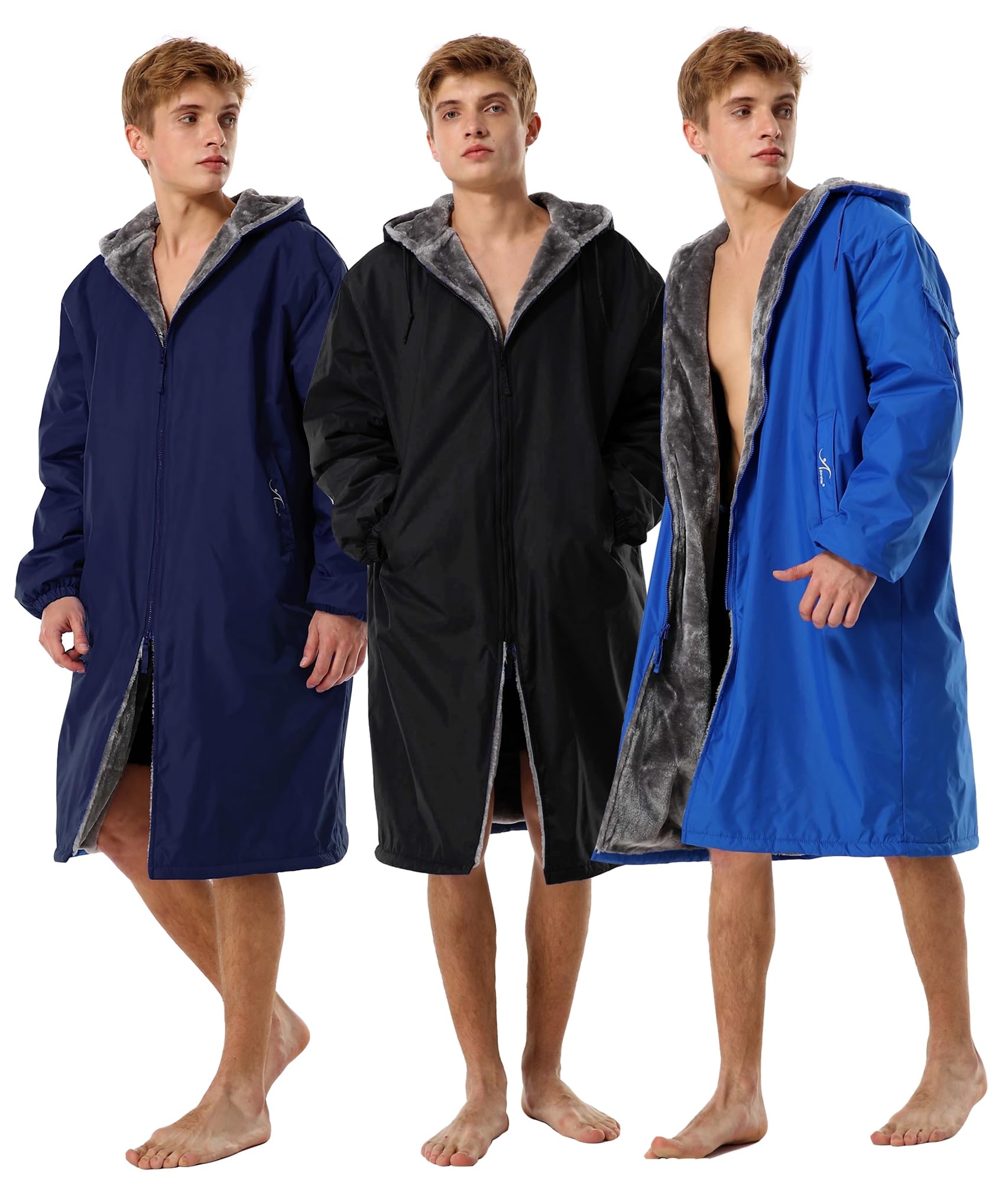Adoretex Unisex Adult & Youth Waterproof Swim Parka with Soft Faux Fur Lining - Warm Cover-Up for Beach, Pool & Water Sports