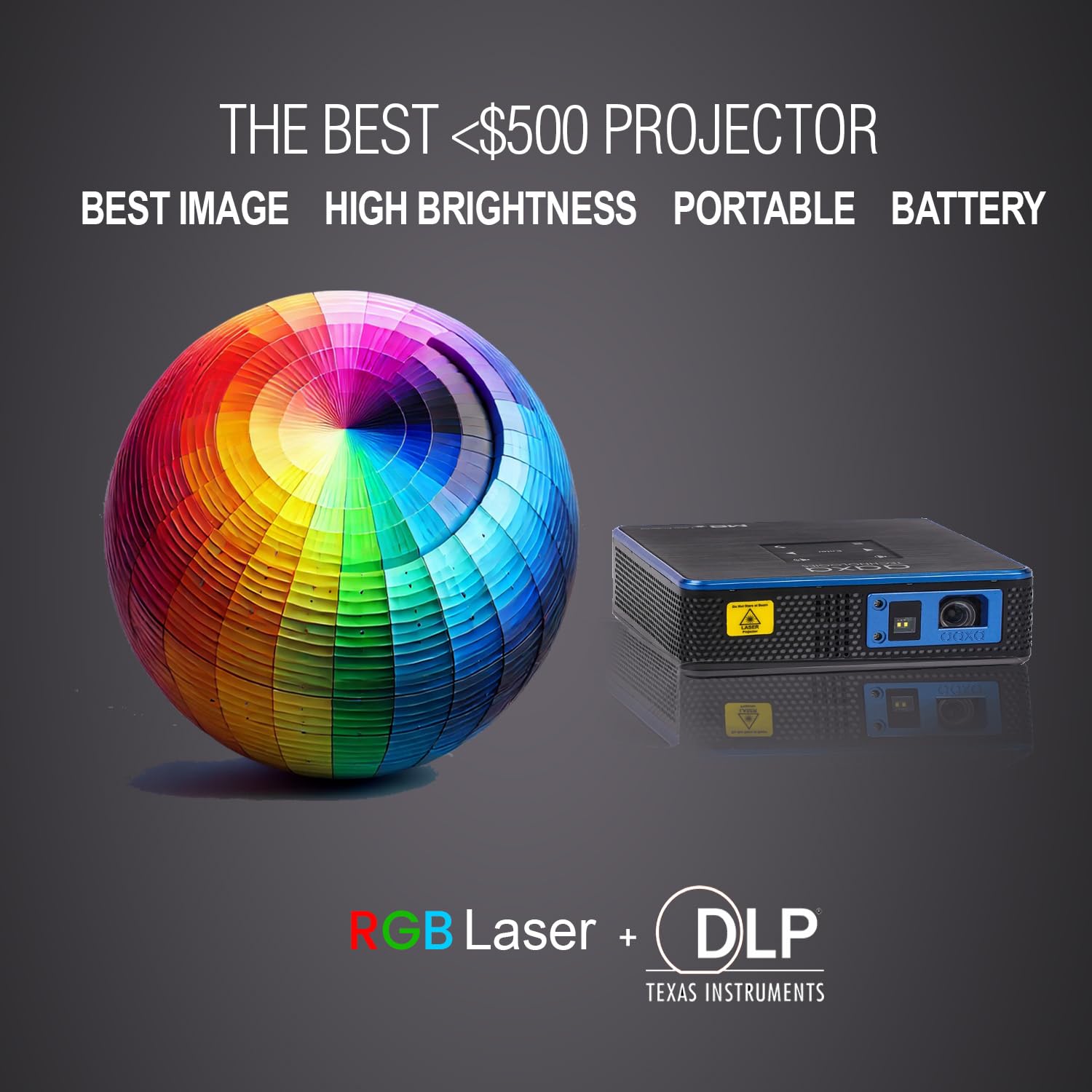 AAXA M8 Ultra Bright 4K Mini Projector - 1200 Laser Lumens, 2.5 Hour Battery Life, Portable for Business & Outdoor Use | Android OS, USB-C, HDMI, Keystone Correction | Perfect for Home Theater, Camping & Presentations