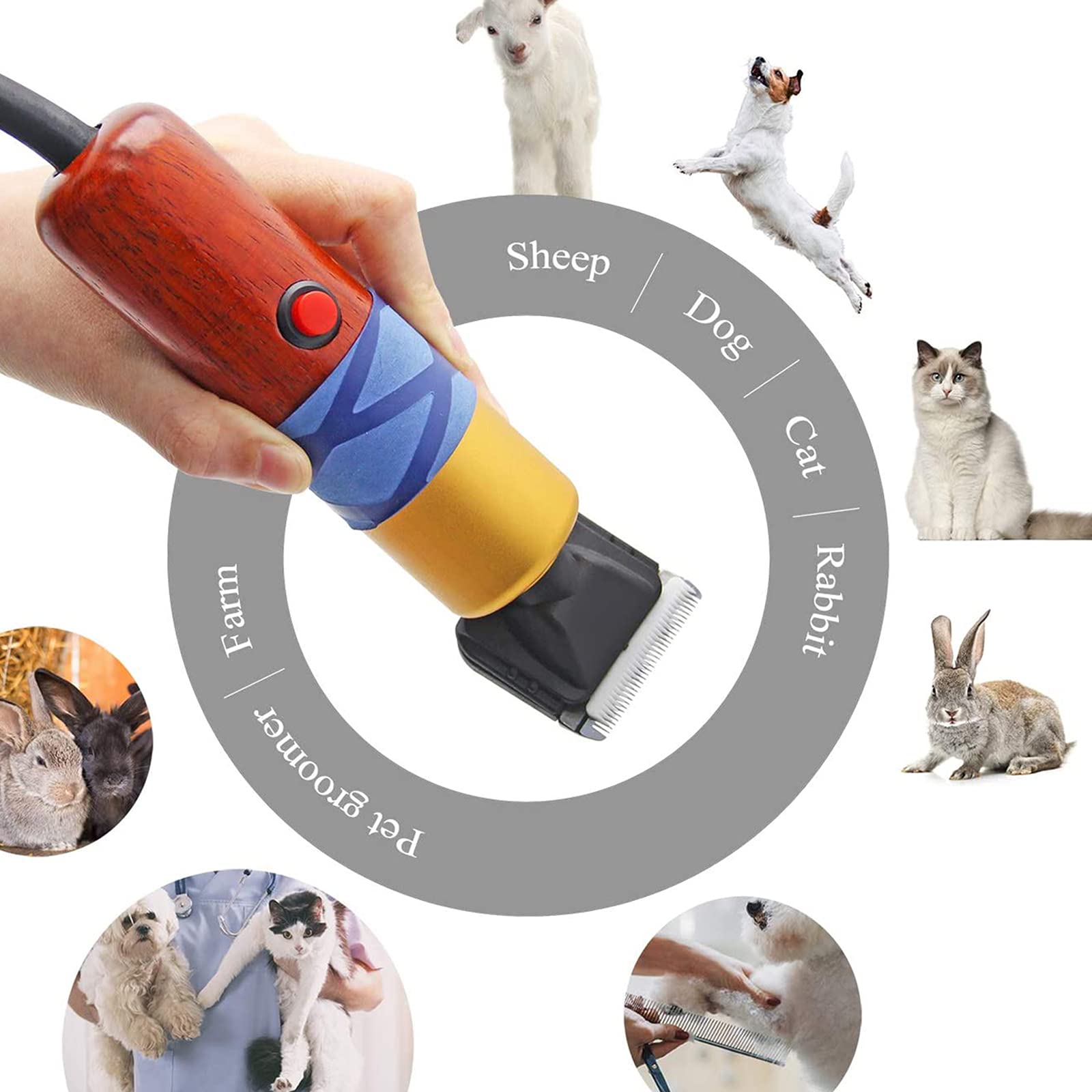 Professional 200W High Power Pet Grooming Clippers - Low Noise Electric Dog/Cat/Rabbit/Sheep Hair Trimmer with Spare Blade | Perfect for Home Pet Grooming & Professional Use