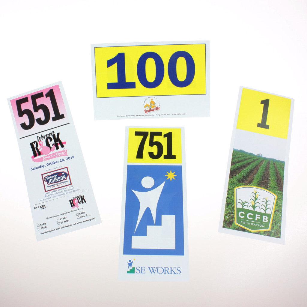 Custom 1/2 Page Full Color Numbered Bid Cards - 1000/Pack - Perfect for Auctions, Fundraisers & Bingo Events