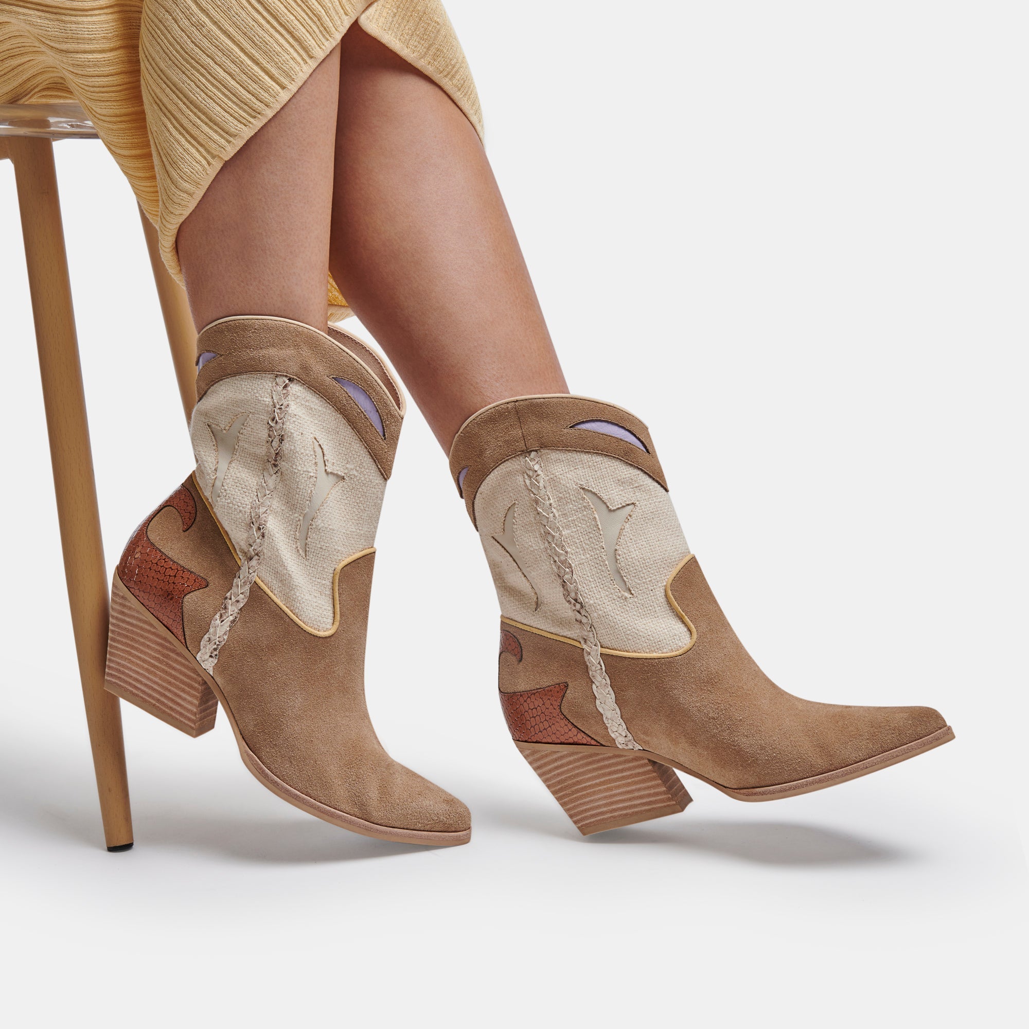 Loral Booties Taupe Multi Suede - Stylish & Comfortable Women's Ankle Boots for Fall & Winter | Perfect for Casual Outfits, Office Wear & Date Nights
