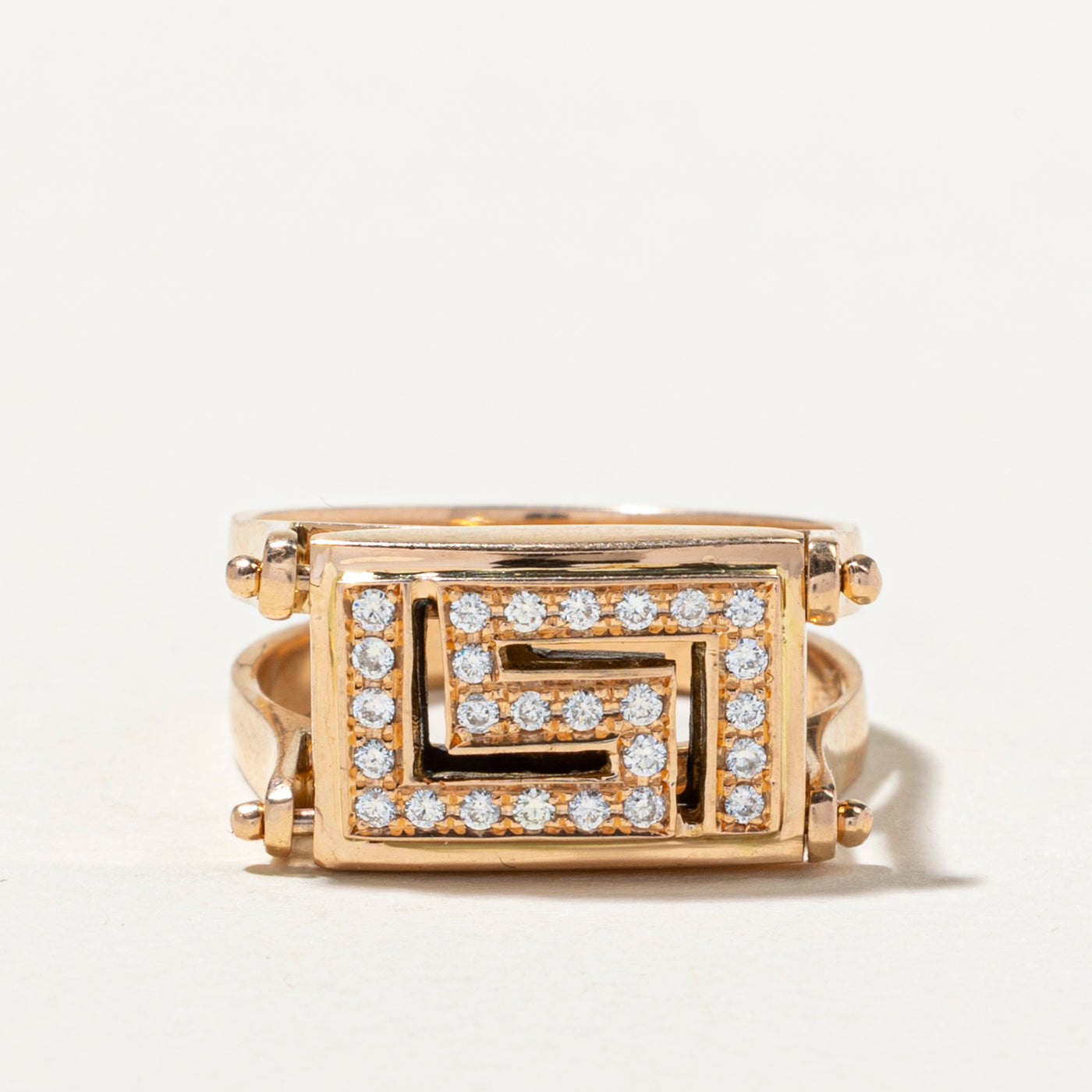 Flippable Diamond Geometric Ring for Women | 0.47ctw White Gold Stackable Band | Size 7.5 Wedding Engagement Anniversary Gift | Perfect for Everyday Wear & Special Occasions