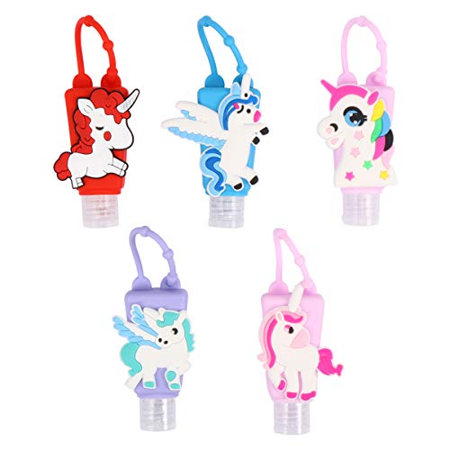 DOITOOL 5-Piece Travel Silicone Keychain Bottle Set - 30ml Leakproof Refillable Squeeze Containers for Toiletries, Lotion, Liquids & Makeup - Perfect for Christmas Gifts, Air Travel, Gym Essentials & Daily Carry