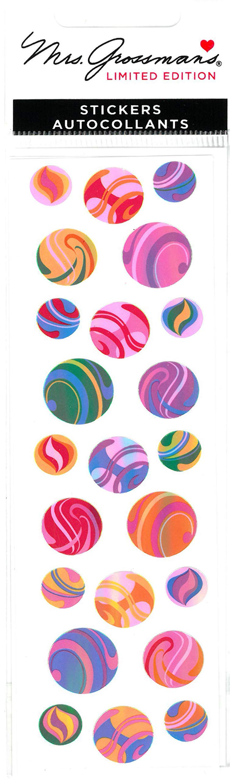 Mrs. Grossman's Opal Marbles Stickers - 2 Sheets of Shiny, Iridescent Stickers for Scrapbooking, Journals, and DIY Crafts