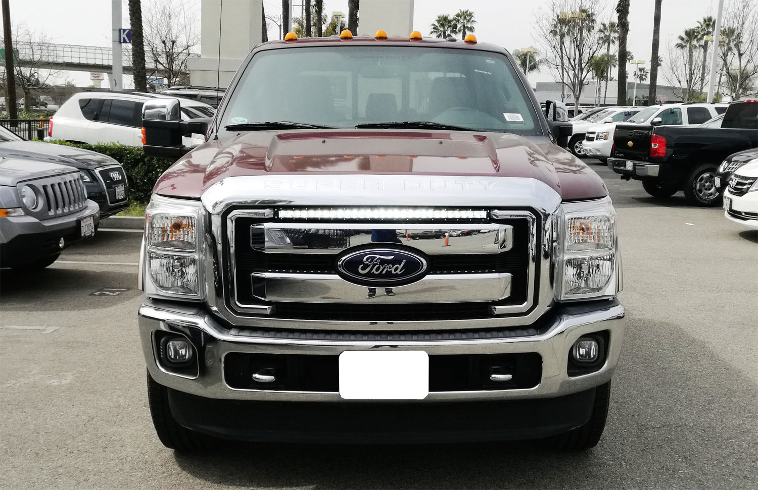 150W 30-Inch LED Light Bar with Behind Grille Mount Bracket & Wiring Kit - Compatible with 2011-2016 Ford F250 F350 Super Duty Trucks - Perfect for Off-Roading, Camping & Night Driving