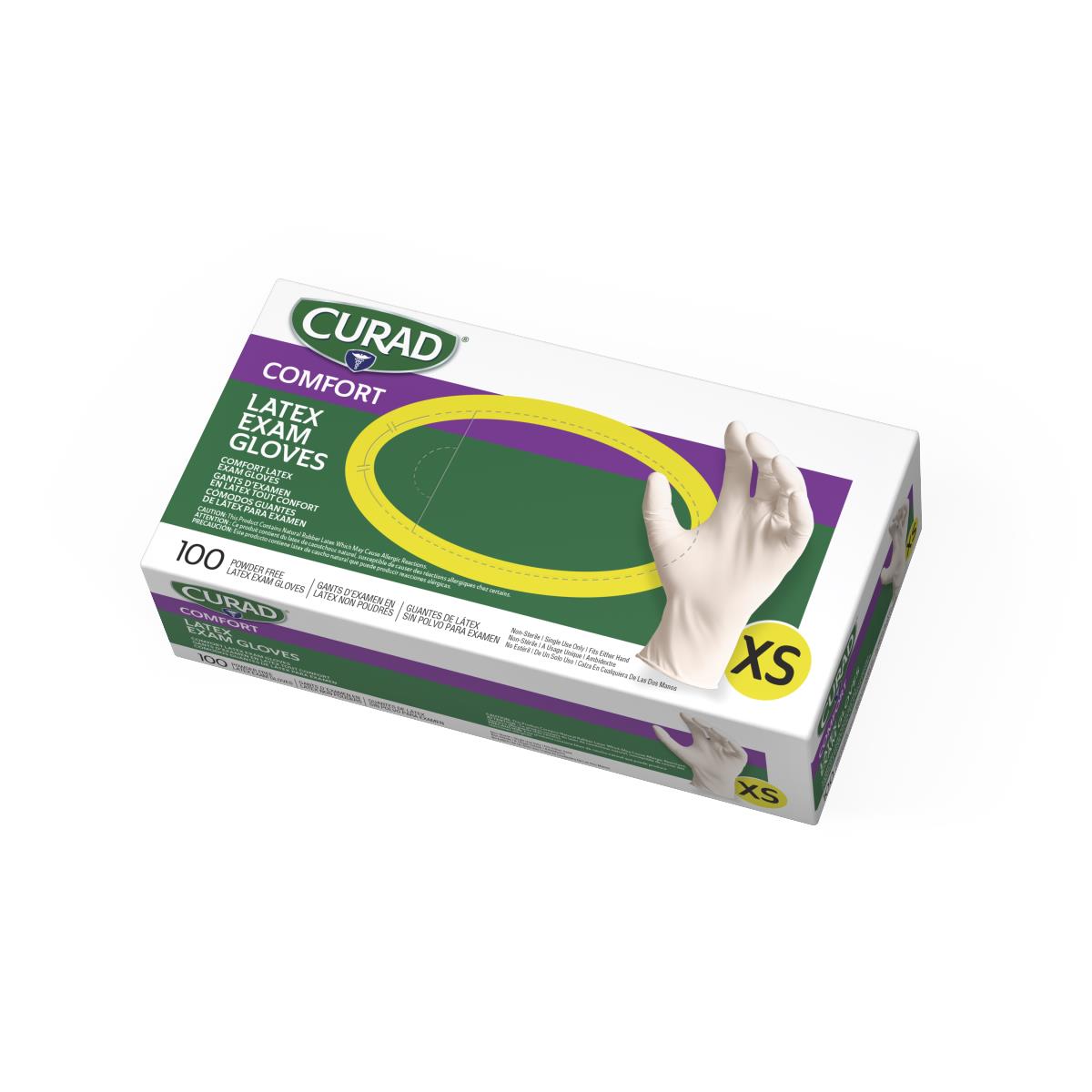 CURAD Powder-Free Textured Latex Exam Gloves - Medical, Dental, Tattoo & Food Handling Disposable Gloves for Professionals