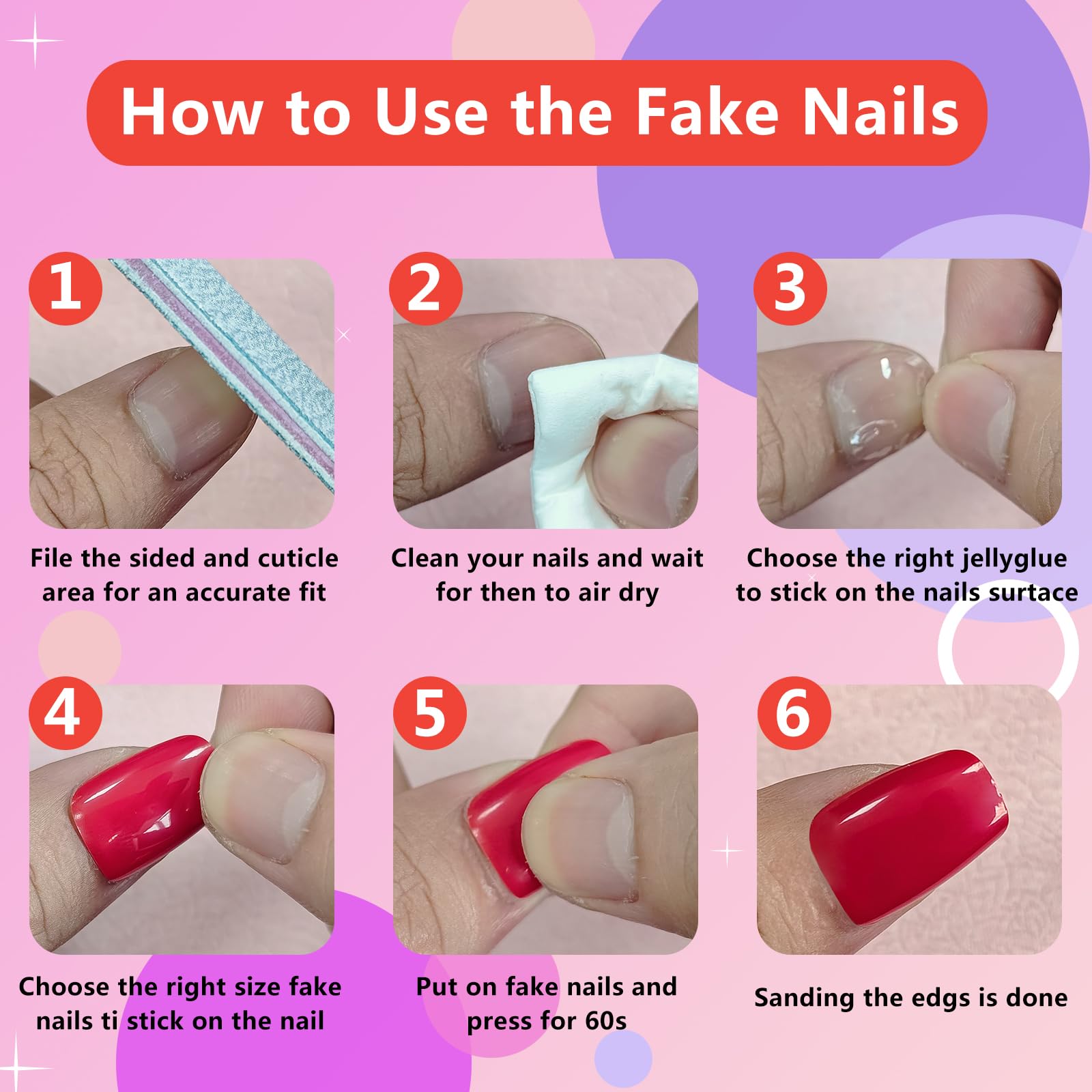 AddFavor 300pcs Medium Square Press-On Nails - White Glossy ABS Fake Nails for Women & Girls (12 Sizes) | Perfect for Parties, Weddings, Halloween & Everyday Wear