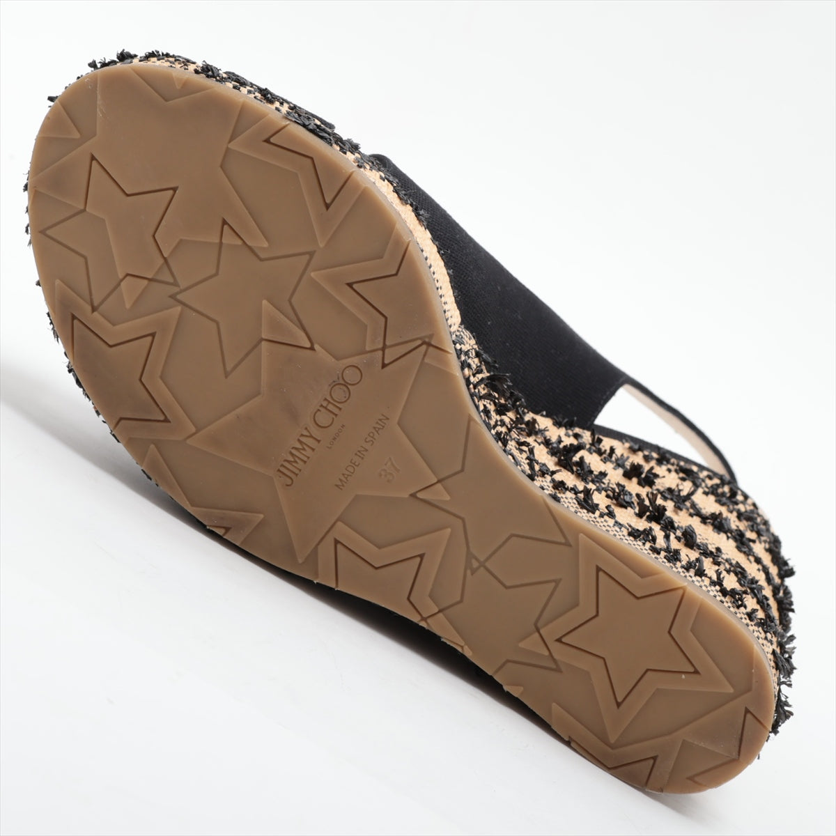 Jimmy Choo Black Leather Wedge Sandals with Canvas Straps - Comfortable Summer Beach Wedding Shoes for Women