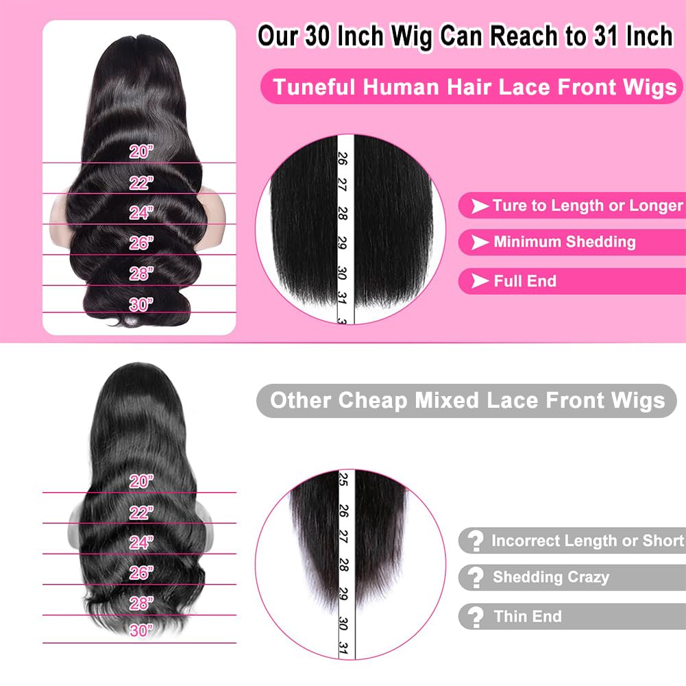 13x6 HD Lace Front Wigs Human Hair - 250% Density Pre Plucked Body Wave Glueless Wig with Baby Hair for Black Women (32 Inch) | Perfect for Daily Wear, Special Occasions & Protective Styling
