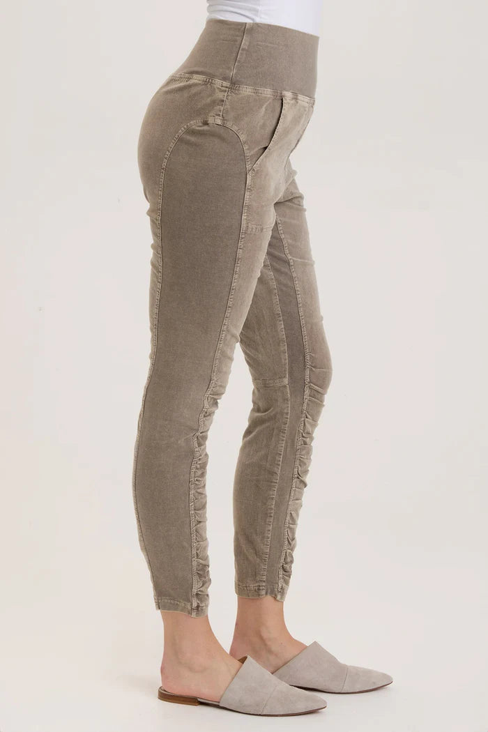 Distressed Wash Java Cord Penny Leggings - High Waisted Stretchy Comfort for Women | Perfect for Yoga, Workouts & Casual Wear