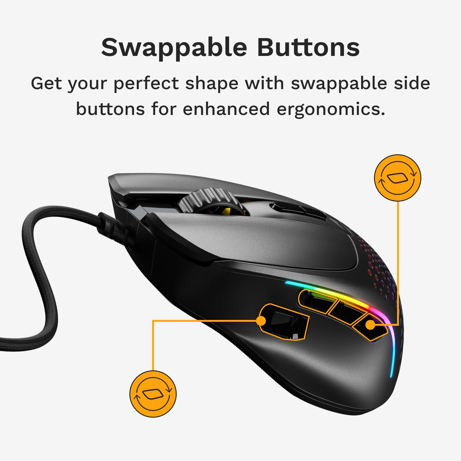 Glorious Model I 2 Wired Gaming Mouse - 9 Programmable Buttons (2 Swappable), Ultra-Lightweight 66g, 26K Optical Sensor, 80M Click Switches - Perfect for MMO, MOBA, FPS Gaming & Esports (Black)