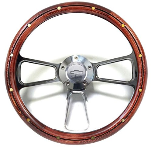 1955-1956 Chevy Bel Air & Nomad Wood & Billet Steering Wheel Kit with Adapter - Classic Car Restoration & Hot Rod Upgrade for Vintage Chevy Models