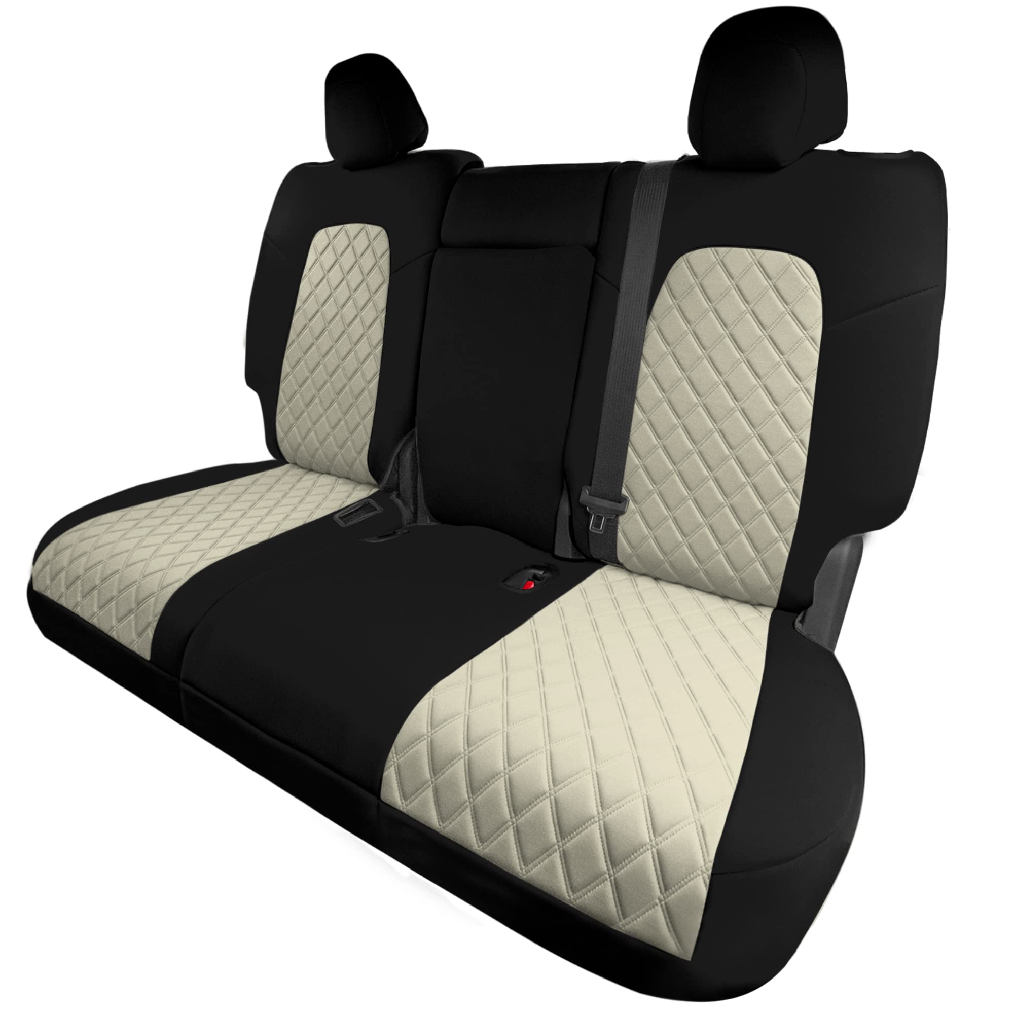 TLH Custom Fit Waterproof Beige Seat Covers for Tesla Model Y (2020-2024) - Rear Set | Premium Automotive Interior Accessories | Perfect for Road Trips, Pet Protection & Daily Commuting