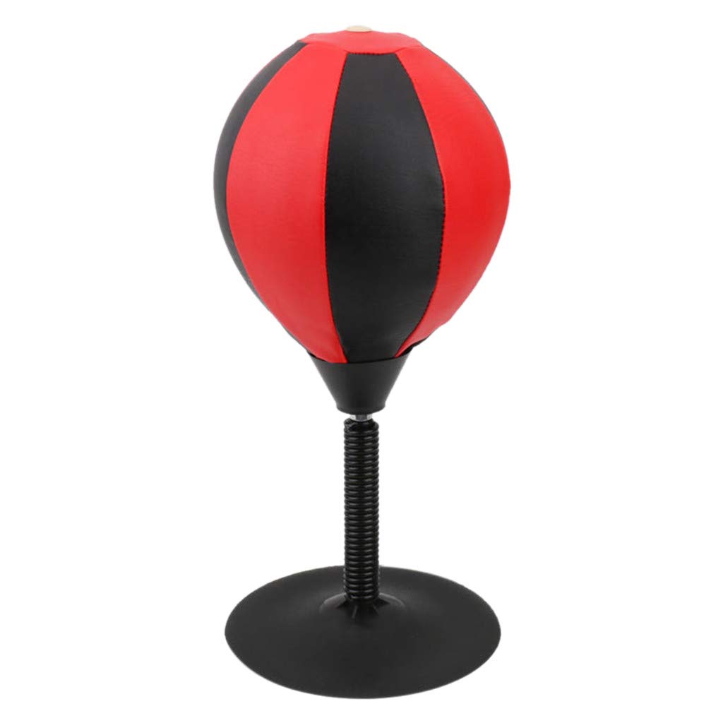Stress Relief Desktop Punching Ball with Strong Suction Cup - Portable Mini Boxing Bag for Office, Home & Gym - Includes Air Pump - Perfect Gift for Adults, Boss & Coworkers (15x7.5x8 Inches) - Release Tension During Work Breaks & Home Workouts