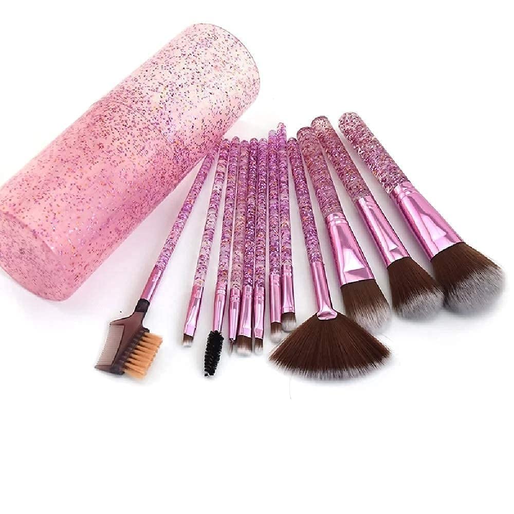 CARAPACE 12-Piece Glitter Dust Makeup Brush Set with Shimmer Storage Case - Professional Cosmetic Brushes for Eyeshadow, Blush, Contouring - Perfect for Makeup Artists & Beauty Enthusiasts
