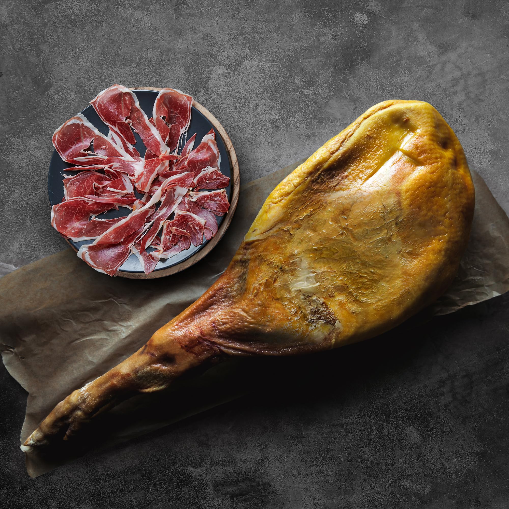 Premium Iberico Acorn-Fed Bellota Ham Shoulder Bone-In from Spain - 100% Pure Breed Pata Negra - Gluten Free (Includes Ham Stand & Knife) - Perfect for Charcuterie Boards, Gourmet Gifts & Spanish Cuisine