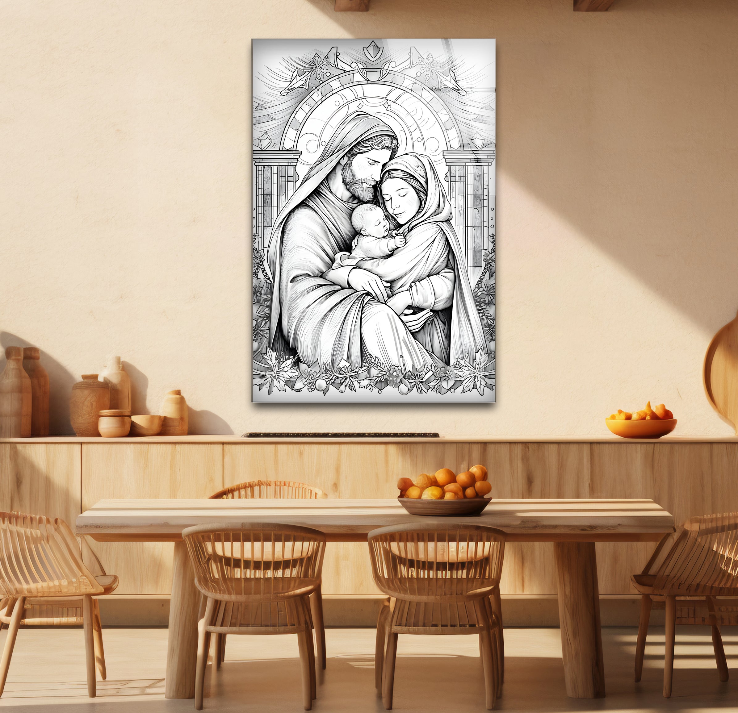 Black & White Christmas Soul Glass Wall Art - Elegant Holiday Home Decor for Living Room, Bedroom & Office - Perfect Gift for Christmas & Winter Season