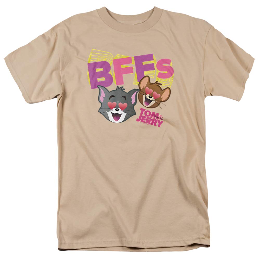 Tom and Jerry Movie Best Friends Forever Unisex Adult T-Shirt - Sand Color, Small Size - Casual Wear, Gift for Cartoon Fans, Funny Graphic Tee for Men & Women
