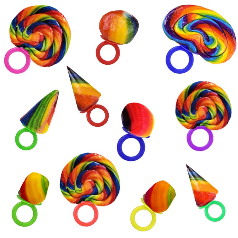 Fruidles Crazy Fruit Candy Rings - Assorted Flavors Hard Candy Lollipops, Individually Wrapped (42-Pack) - Perfect for Birthday Parties, Halloween Treats & Classroom Rewards