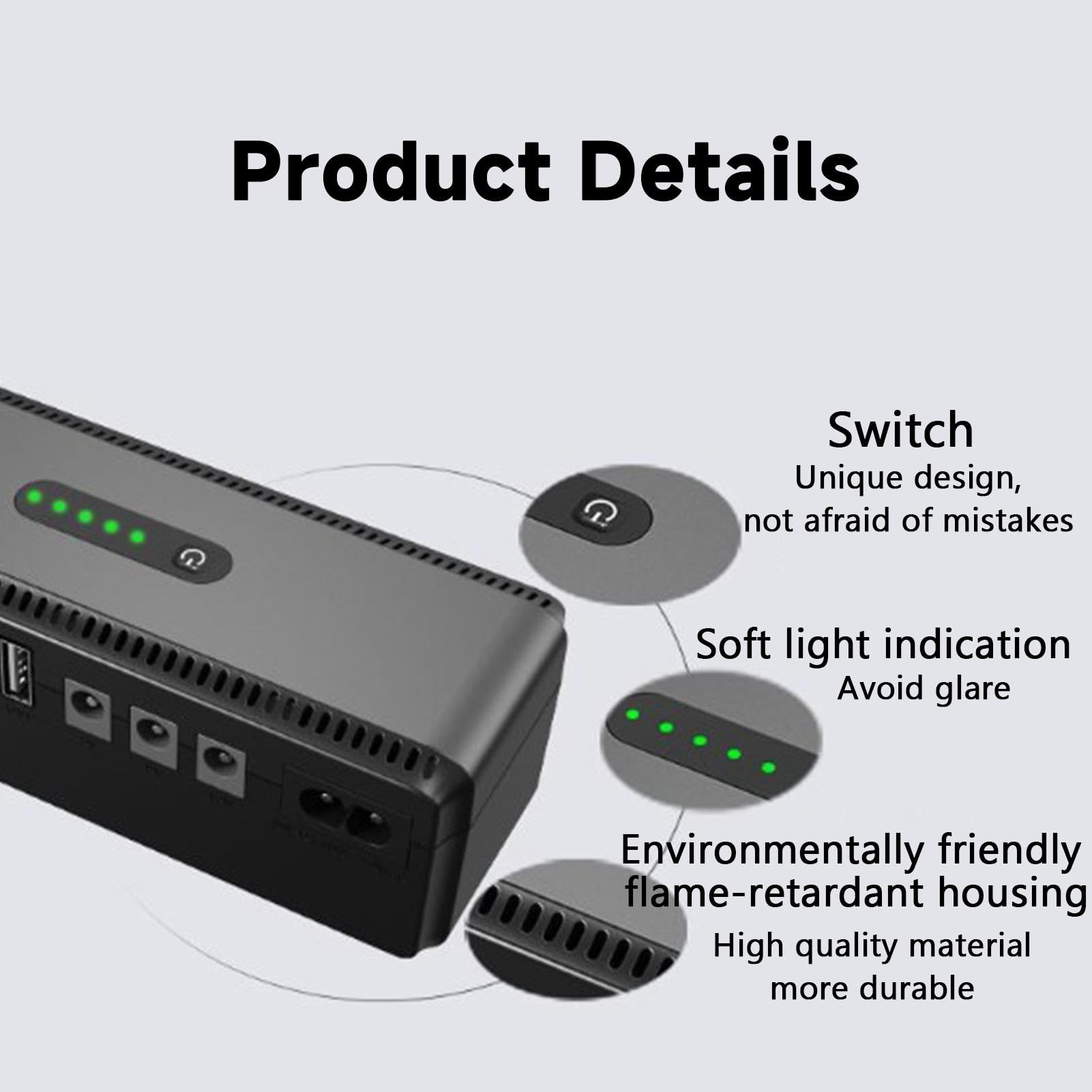 10400mAh UPS Backup Battery for Router & WiFi Camera - Compact Uninterruptible Power Supply for Security Systems | Perfect for Home/Office Network Equipment & Surveillance Devices