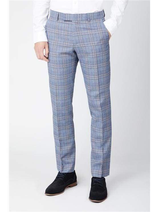 Vintage Rogue Brando Light Blue Tweed Checkered Pants for Men - Classic Retro Style Trousers for Casual Wear, Office Outfits and Special Occasions