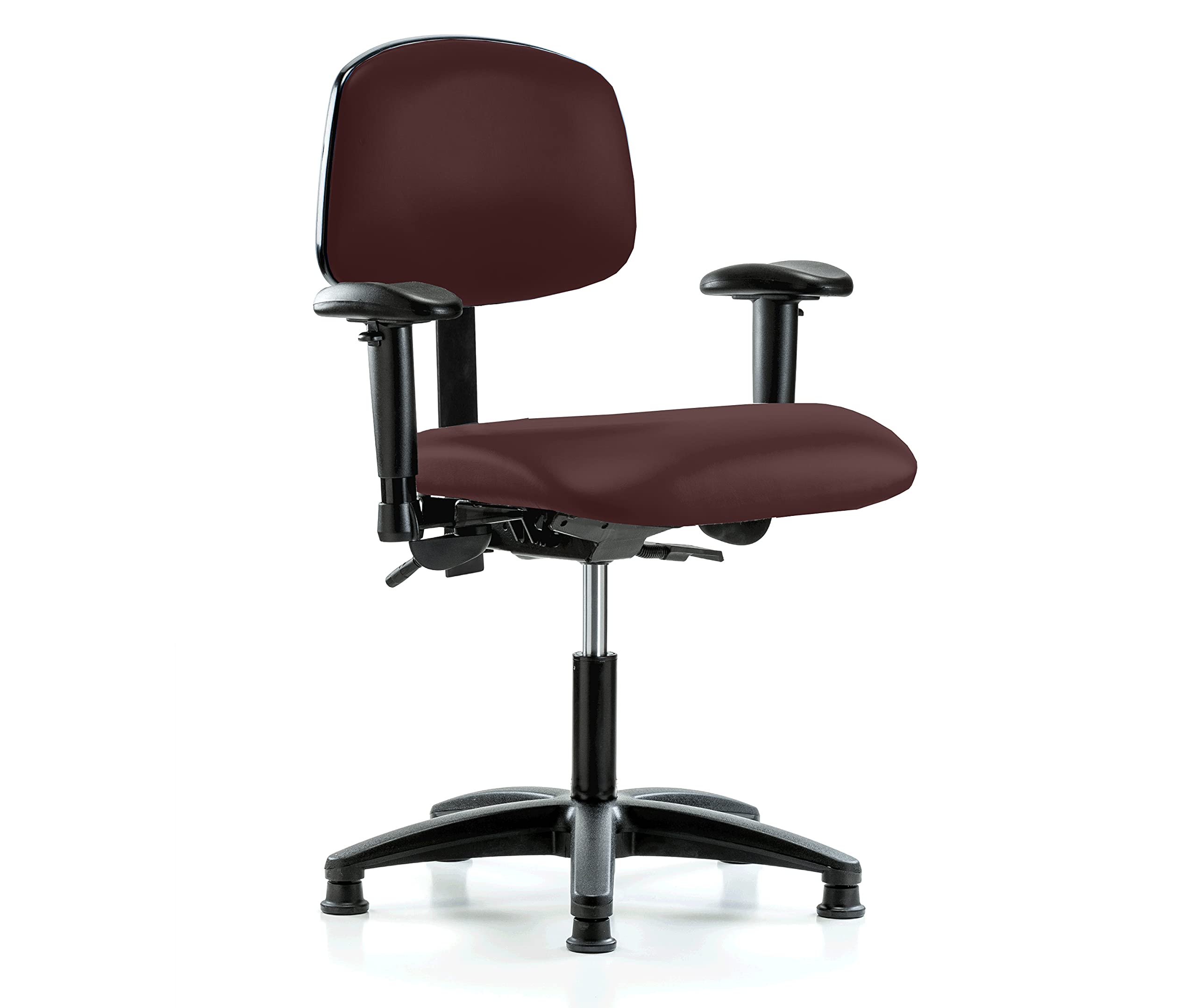 Ergonomic Perch Multi-Task Swivel Chair with Adjustable Stationary Caps - Desk Height Office Chair in Burgundy Vinyl - Perfect for Home Office, Gaming & Study Workspaces