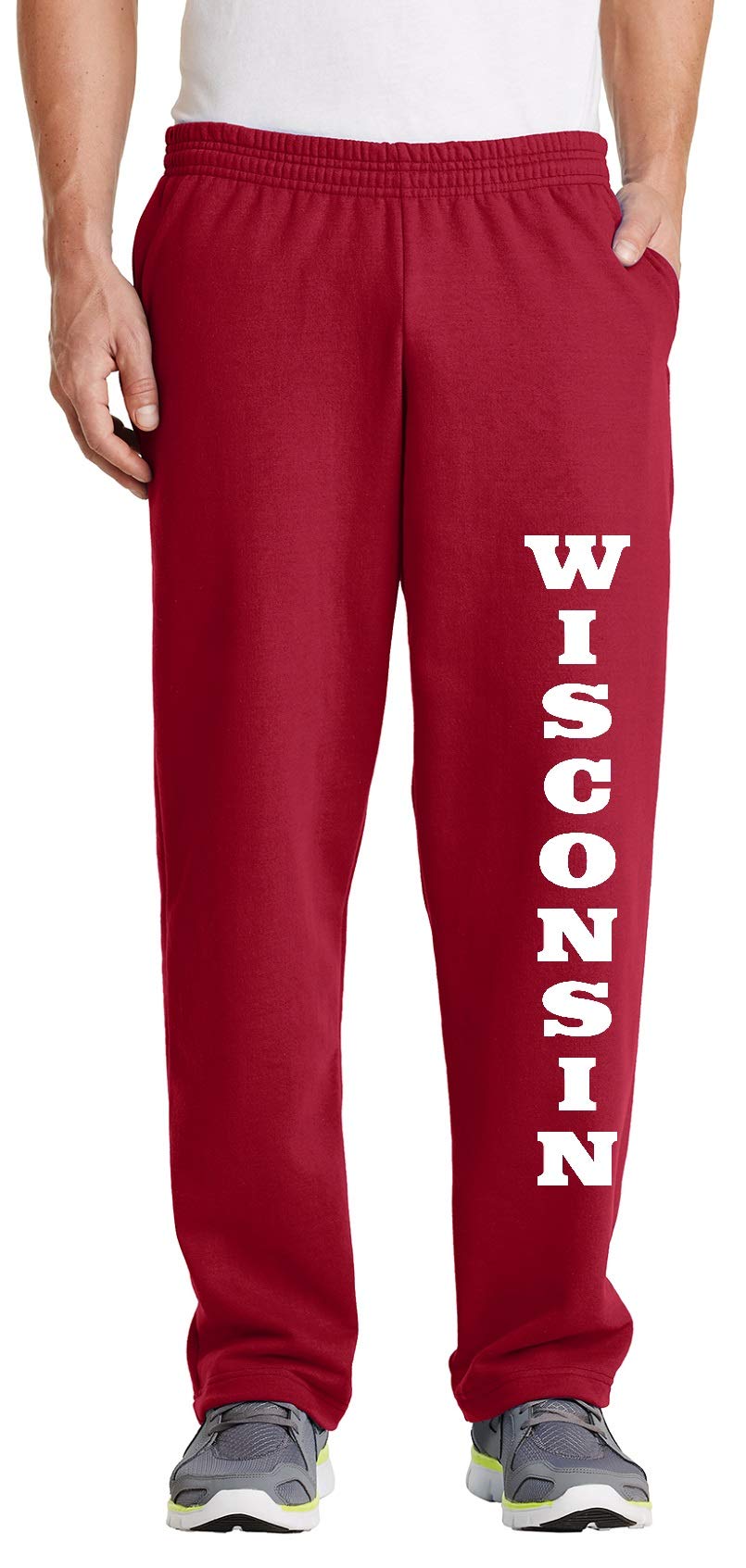 Wisconsin Open Bottom Red Sweatpants - Comfortable Fleece Lounge Pants for Men & Women - Perfect for Home, Gym, and Casual Wear