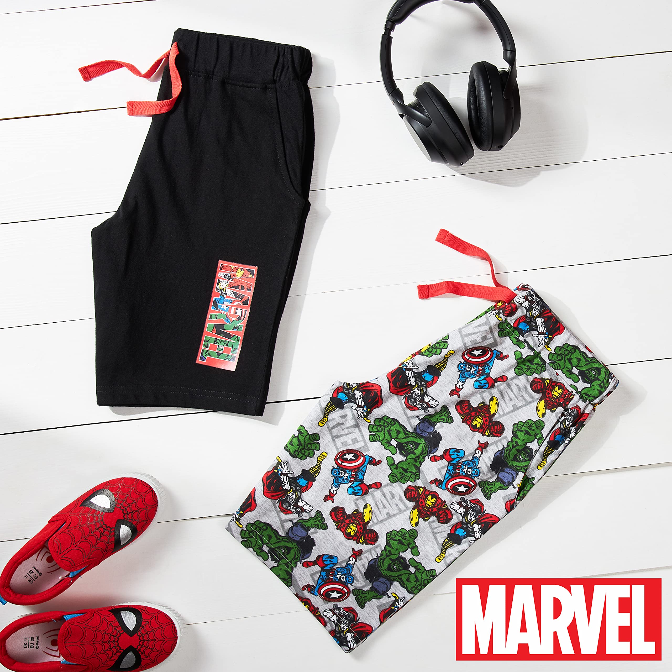 Marvel Avengers Boys' Athletic Shorts - Iron Man, Captain America, Hulk & Thor Graphic Sports Shorts for Teen Boys | Summer Jogger Shorts | Perfect for Gym, Running & Casual Wear | Cool Gifts for Teenagers