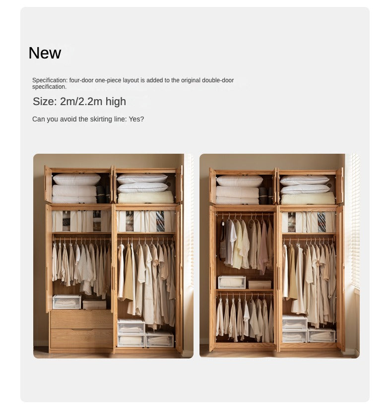 Solid Oak Wood Wardrobe - Spacious Storage for Bedroom, Closet & Home Organization | Durable & Stylish Furniture for Modern Living Spaces