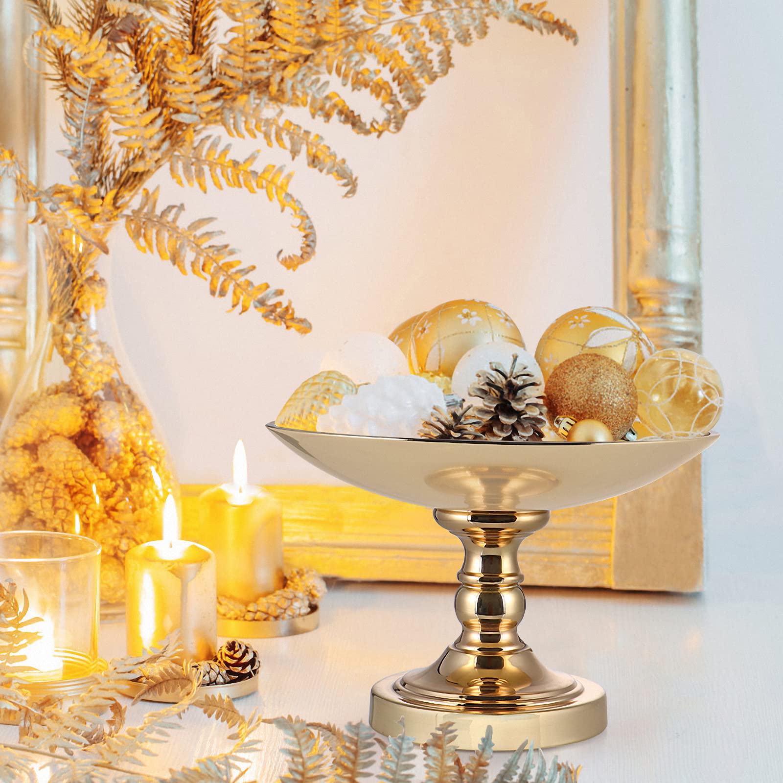 Gold Pedestal Fruit Bowl - 11.8