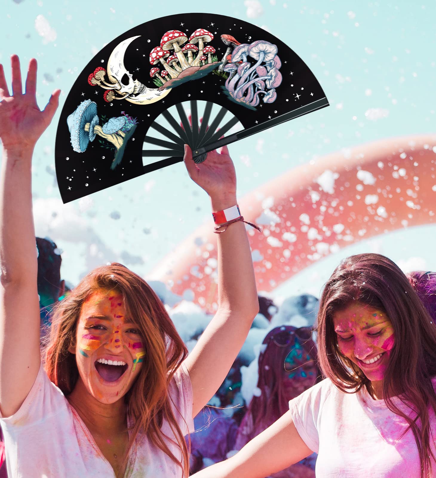 EDM Rave Fan - Large Folding Clack Fan for Halloween, Music Festivals & Parties | Perfect for EDM Events, Costume Accessories & Dance Performances