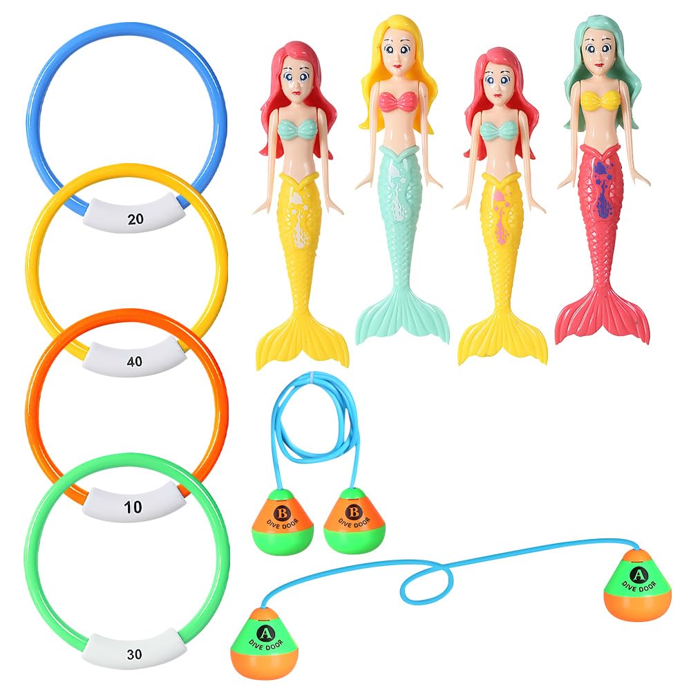 **YANGUN 10-Pack Diving Toys Set for Kids & Adults – Swimming Pool Games, Underwater Training Rings with Diving Door – Perfect for Summer Pool Parties, Swim Lessons & Family Fun**