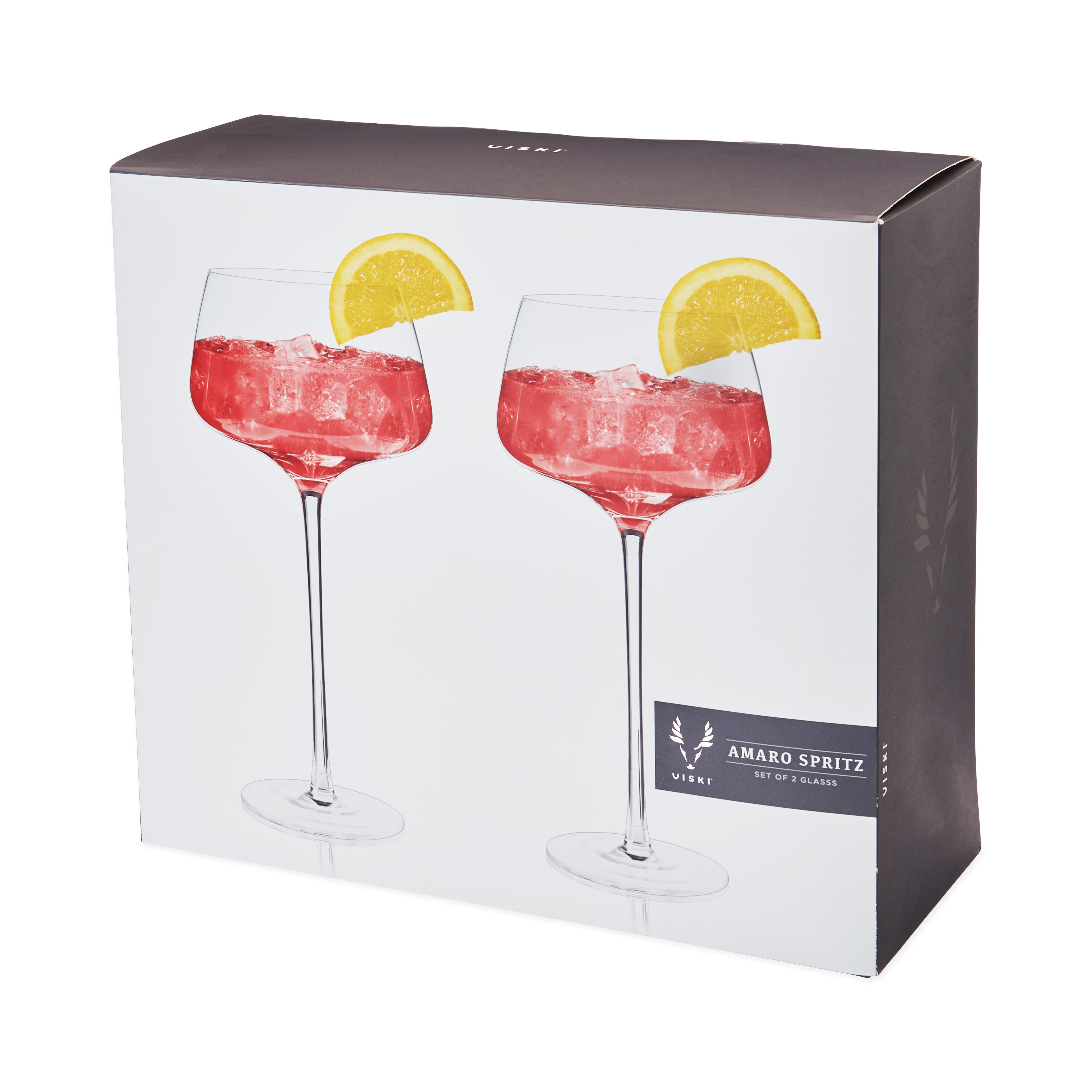 Raye Angled Crystal Amaro Spritz Glasses - Set of 2 Elegant Cocktail Glasses for Aperitifs, Spritz & Italian Drinks - Perfect for Home Bar, Dinner Parties & Gifts